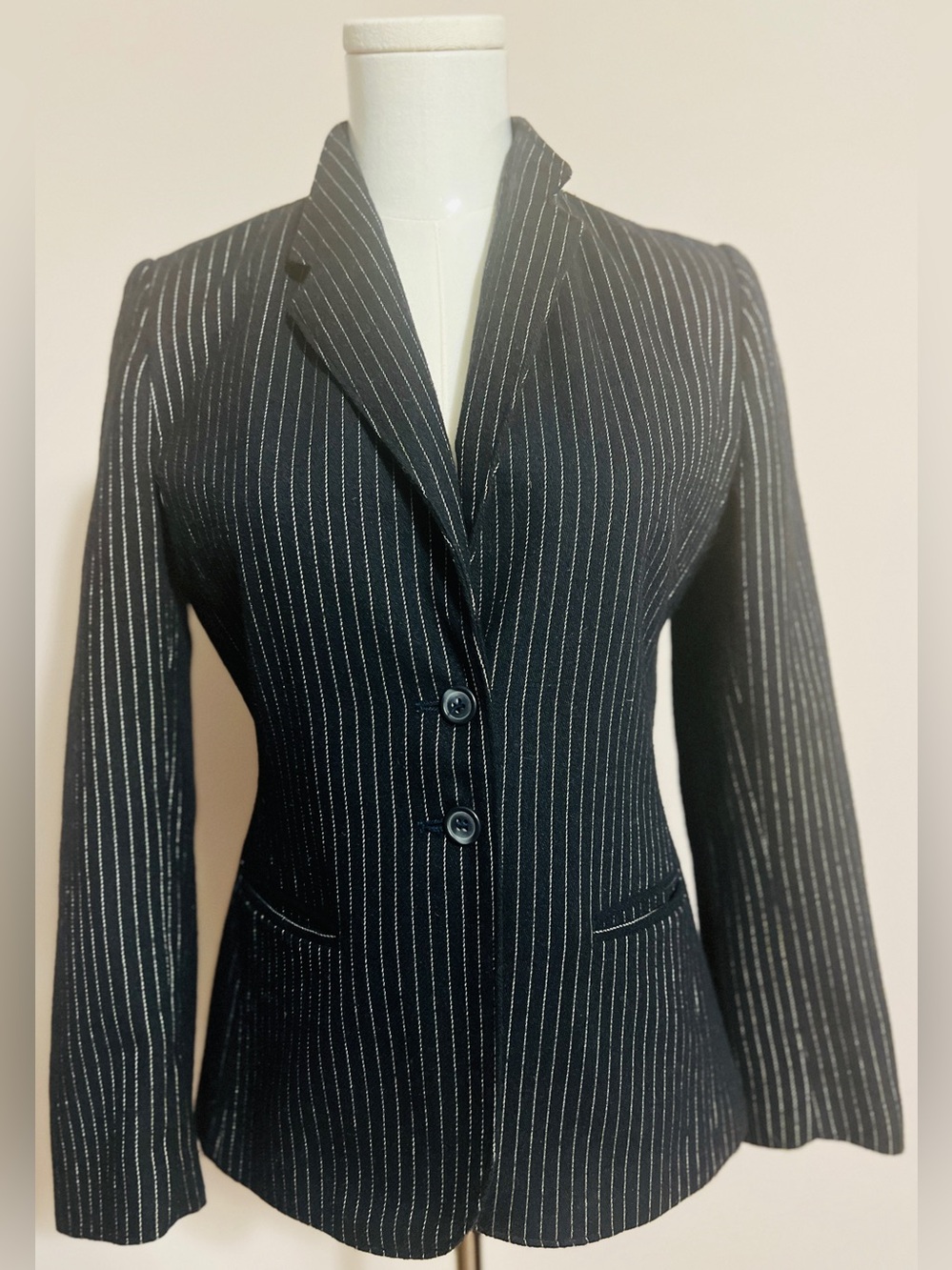 Women's Black Pinstripe Tailored Blazer